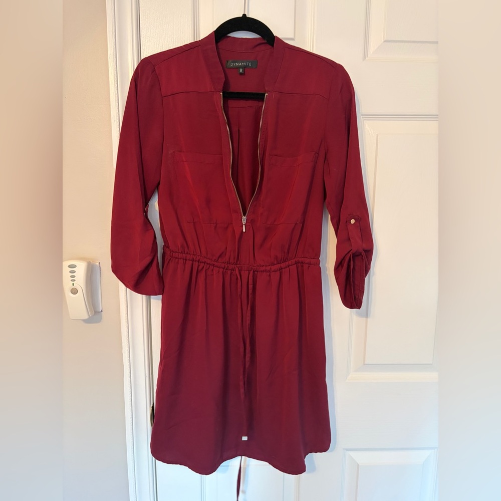 Dynamite Burgundy Long Sleeve Dress